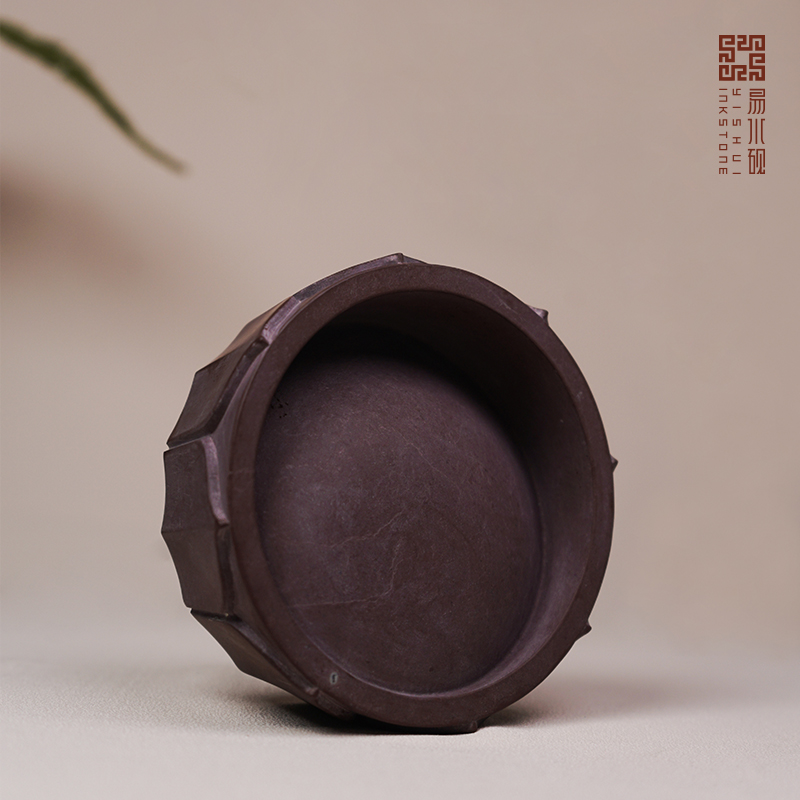 易水硯毛筆硯臺文房四寶書法專用仿古硯臺墨條磨墨天然原石大師作品書法實用硯禮品收藏硯《蓮花馬蹄硯》5寸 紫翠石